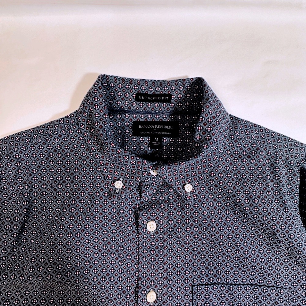 Banana Republic Mens Button Down Shirt‎ Untucked Fit Organic Cotton Small - Picture 4 of 10